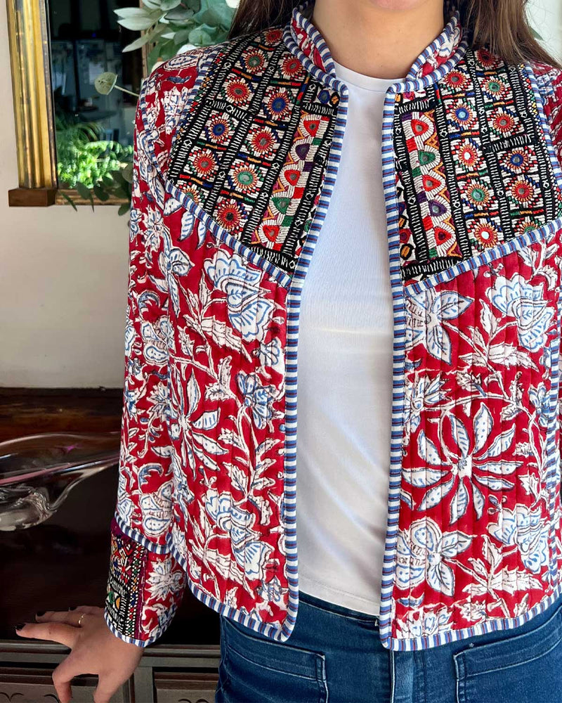 CARA Patchwork Short Quilted Cotton Jacket