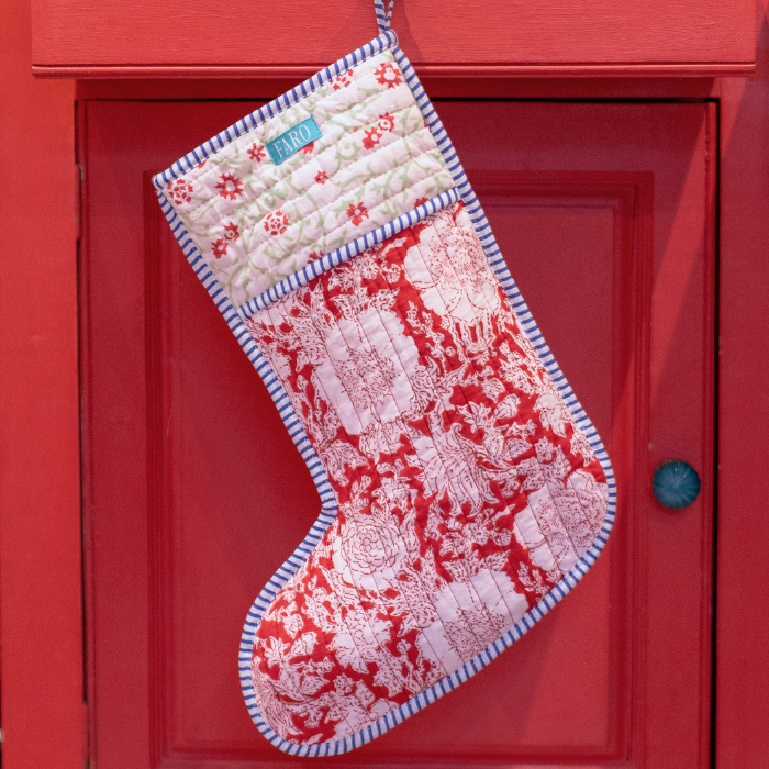 JIYA Festive Quilted Blockprint Stockings