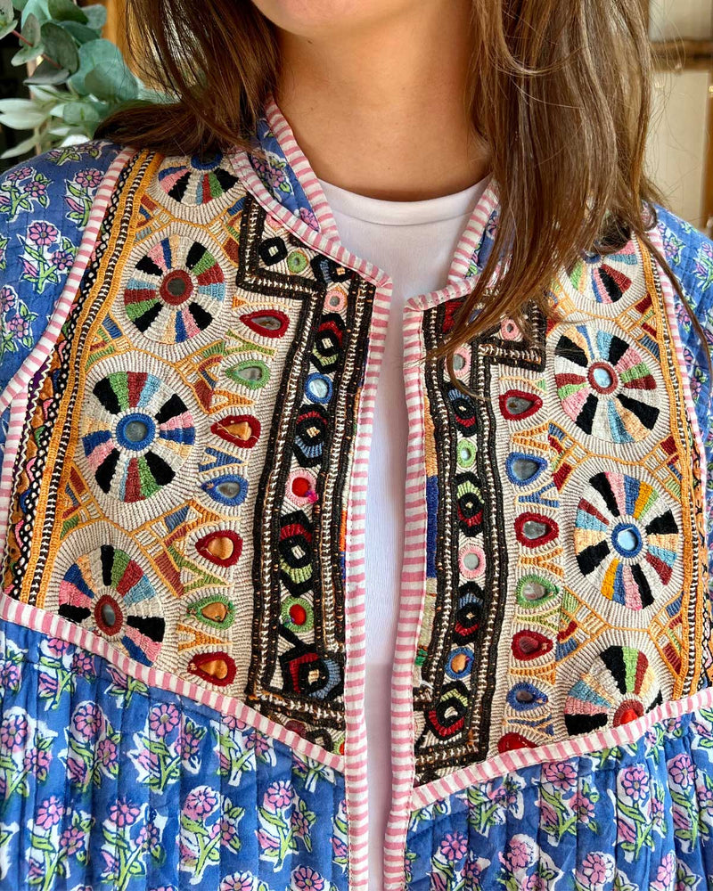 ANYA Patchwork Short Quilted Cotton Jacket