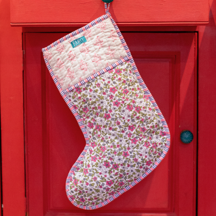 JIYA Festive Quilted Blockprint Stockings