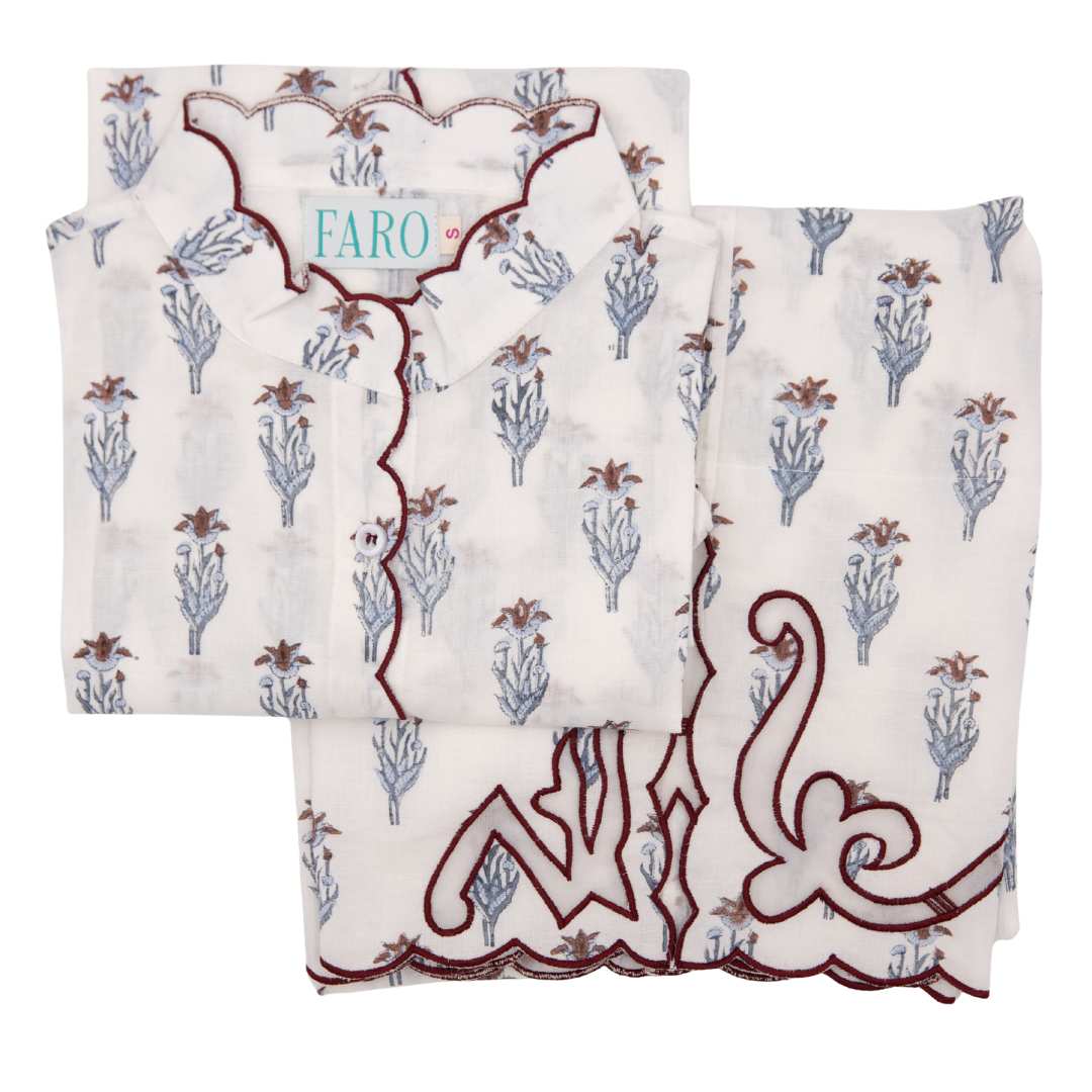 AMARIS Embroidered Long Cotton Pyjamas