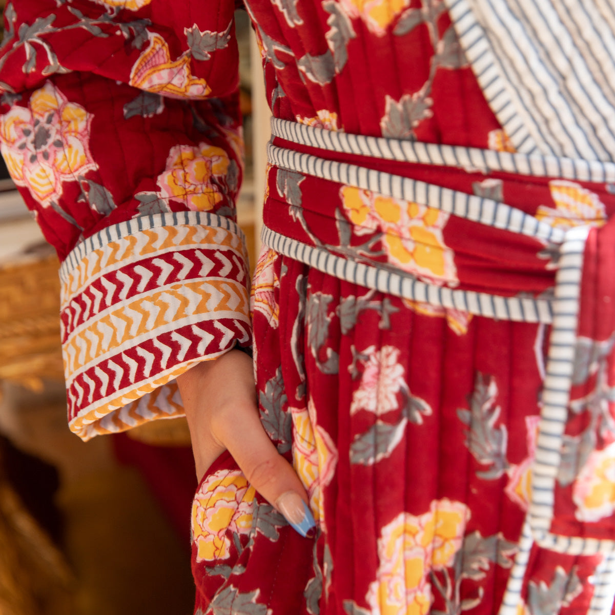 RUKMINI Quilted Long Dressing Gown