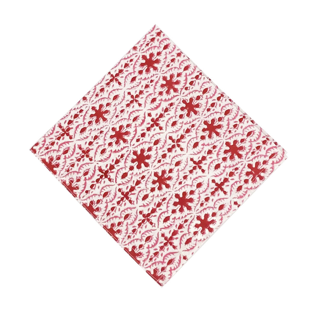 napkins, dinner napkins, blockprint napkins, handprinted red cotton napkins, festive table linen, festive table napkins, block print table linen