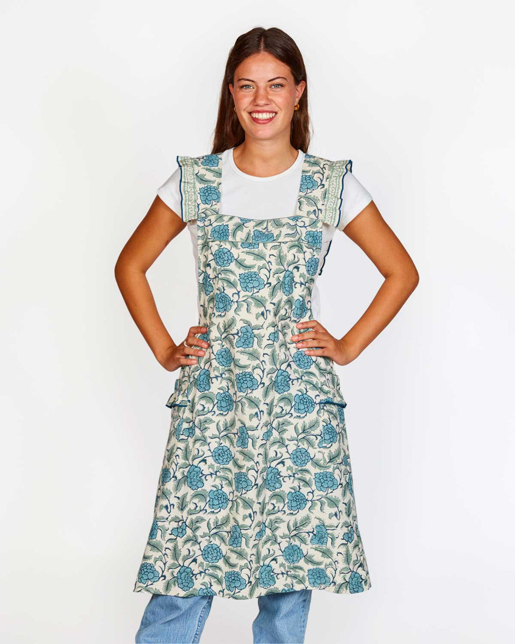 aprons, blockprint aprons, linen aprons, Flax linen apron