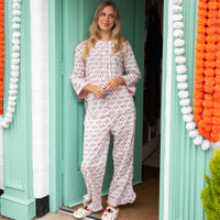 AMAYA Ruffle Hem Cotton Pyjamas