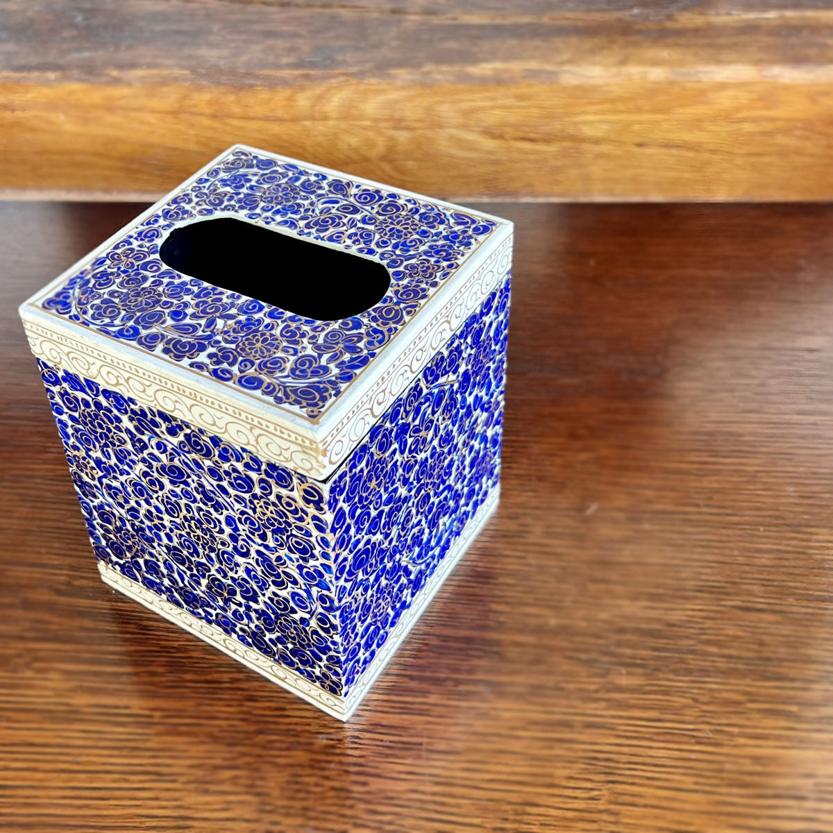 NILUFER Hand Painted Square Tissue Box