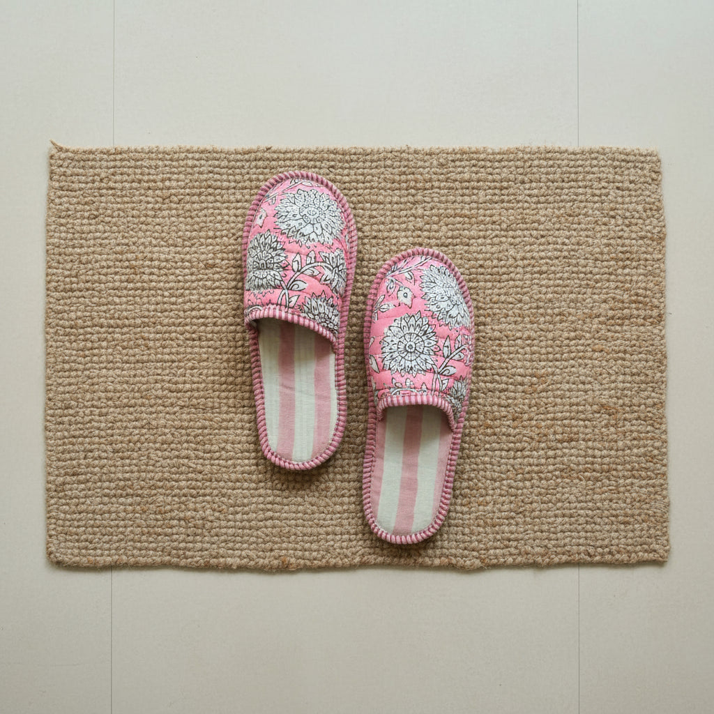 ZINAT CANDY Blockprint Quilted Slippers