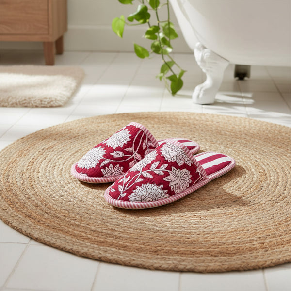 ZINAT ROUGE Blockprint Quilted Slippers