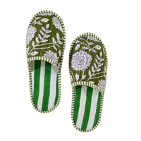 ZINAT OLIVE Blockprint Quilted Slippers