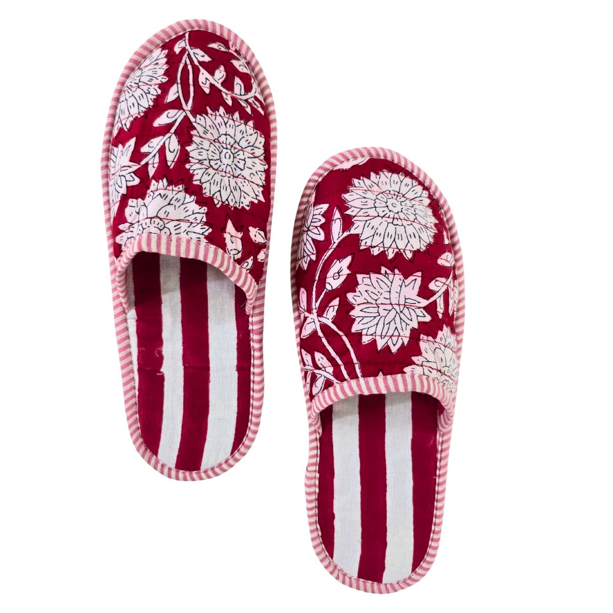 ZINAT ROUGE Blockprint Quilted Slippers