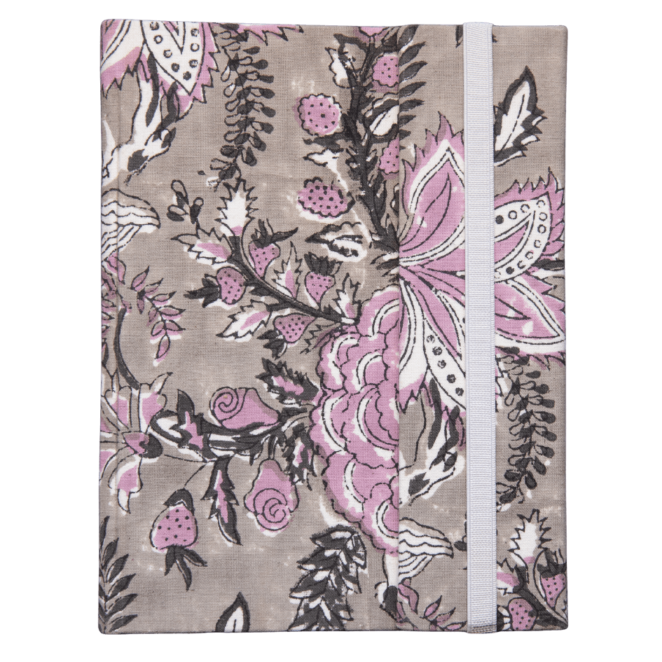 BAHAAR Taupe Blockprint Notebook
