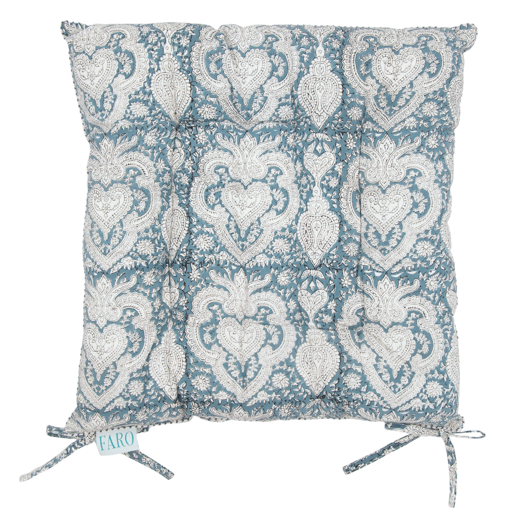 BAROQUE SLATE Blockprint Seat Pad