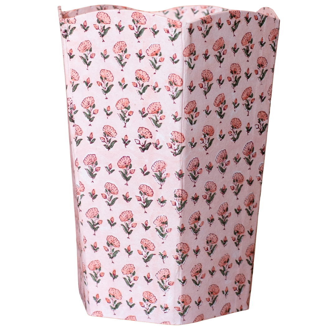 BLUSH Blockprint Paper Waste Basket