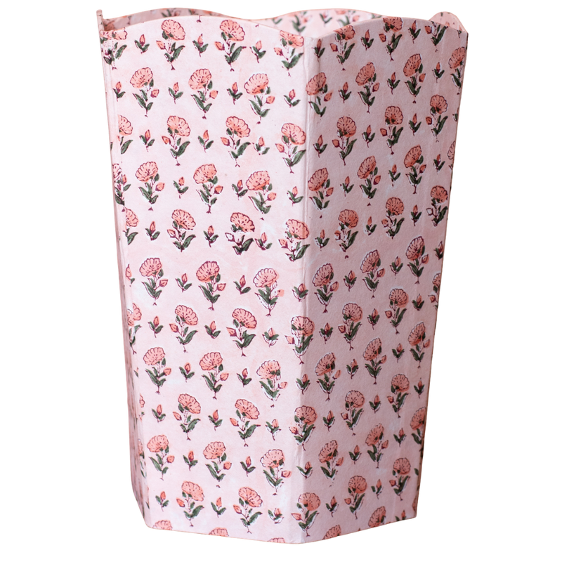 BLUSH Blockprint Paper Waste Basket