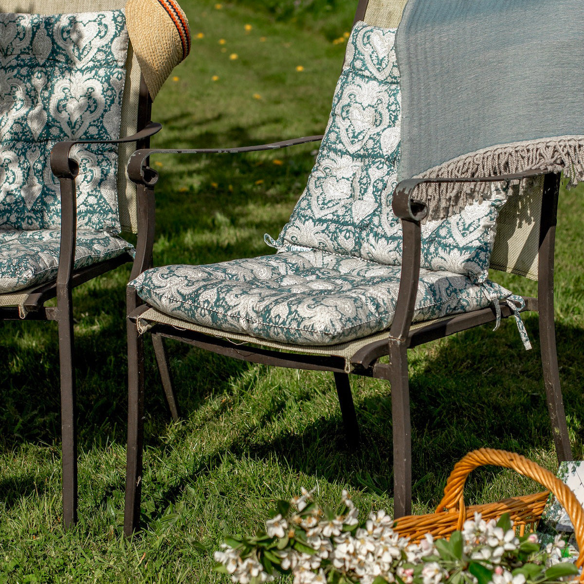 BAROQUE SLATE Blockprint Seat Pad
