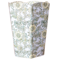 Floral-patterned blockprint paper waste basket