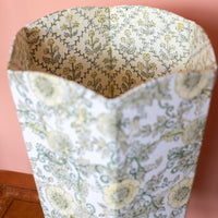 Scallop edge block print waste paper basket