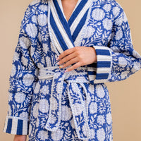 ZINAT BLUE Quilted Long Dressing Gown