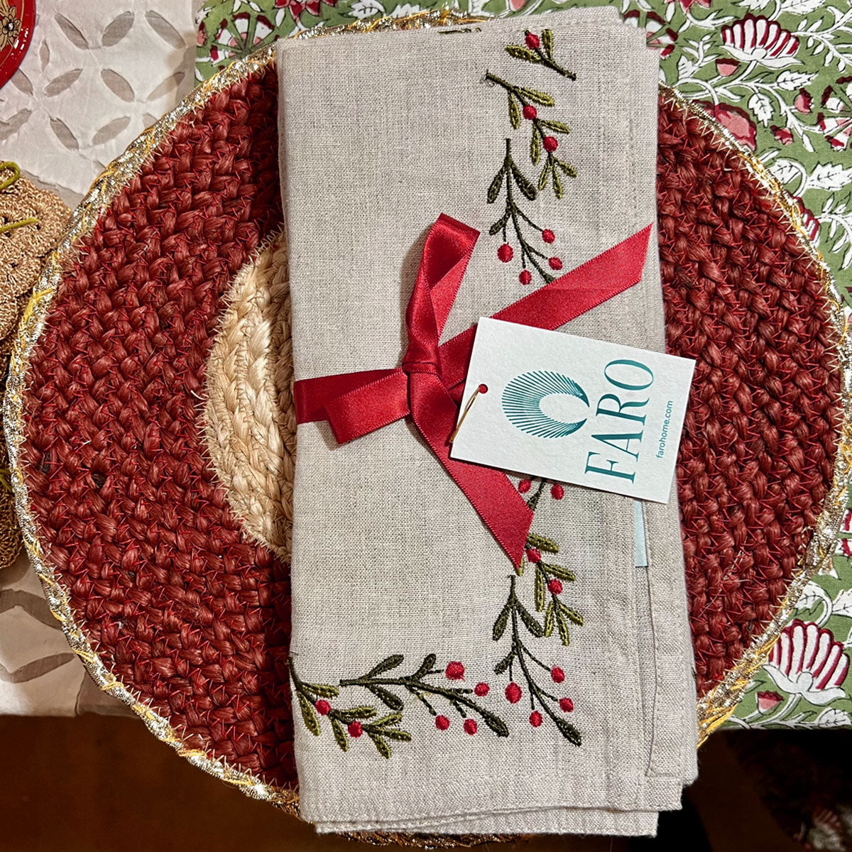 CABANA Claret Jute Placemats SET OF 4