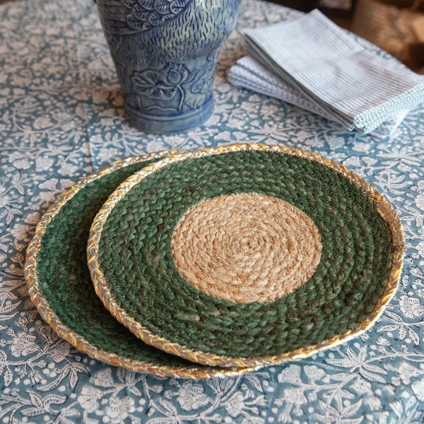 CABANA Forest Green Jute Placemats SET OF 4