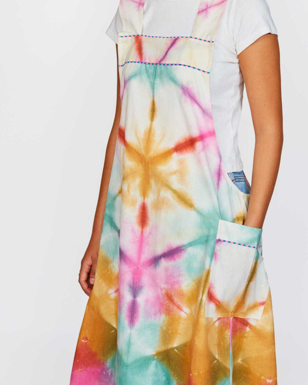 shibori, tie dye apron, celestia, kitchen apron, printed apron