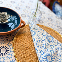 CHAKRA BLUE Blockprint Tablecloth