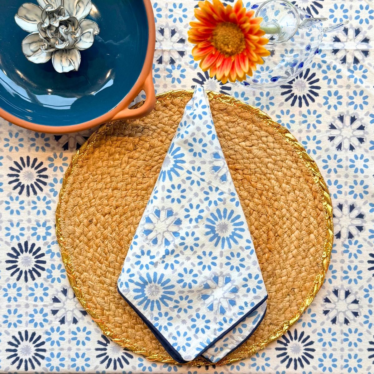 CHAKRA Blue Blockprint Napkin
