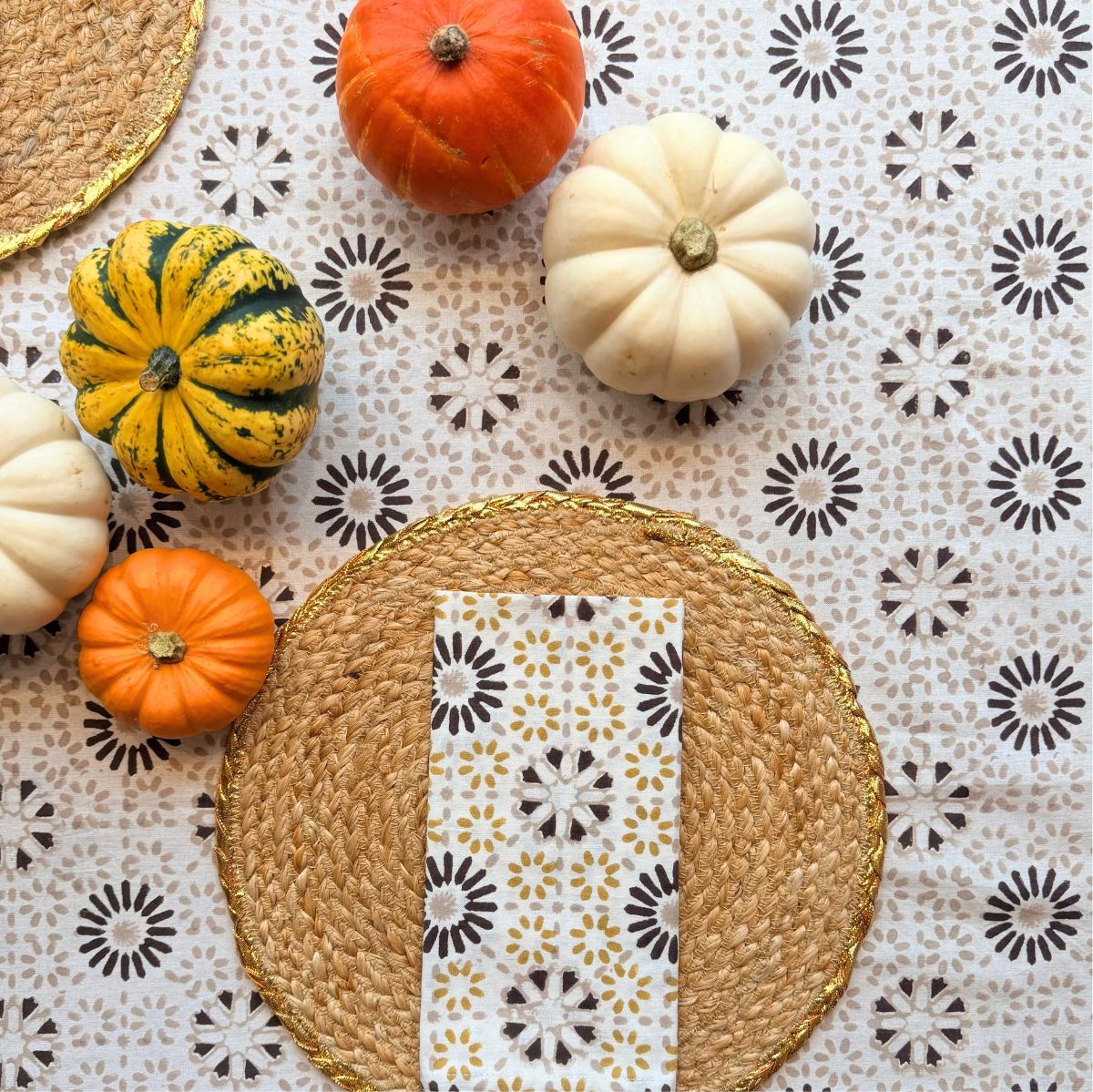 CHAKRA CHOCOLATE Blockprint Tablecloth