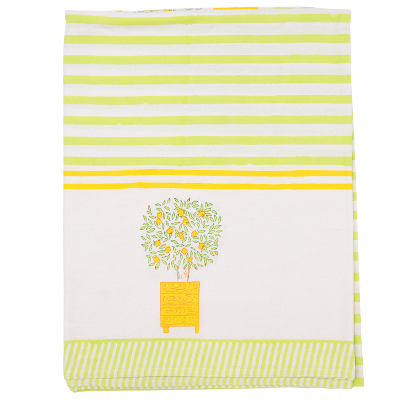 CITRUS STRIPE Blockprint Tablecloth