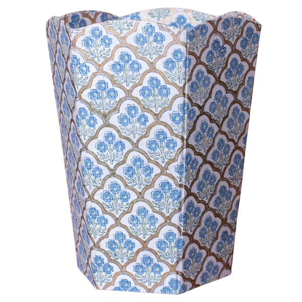 CORNFLOWER Blockprint Paper Waste Basket