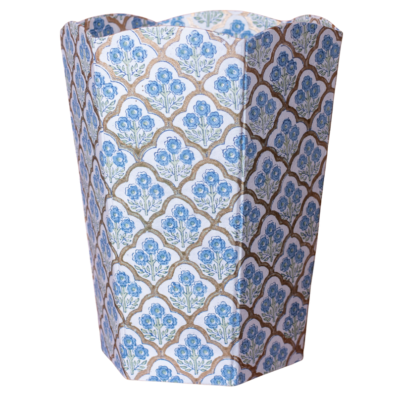 CORNFLOWER Blockprint Paper Waste Basket