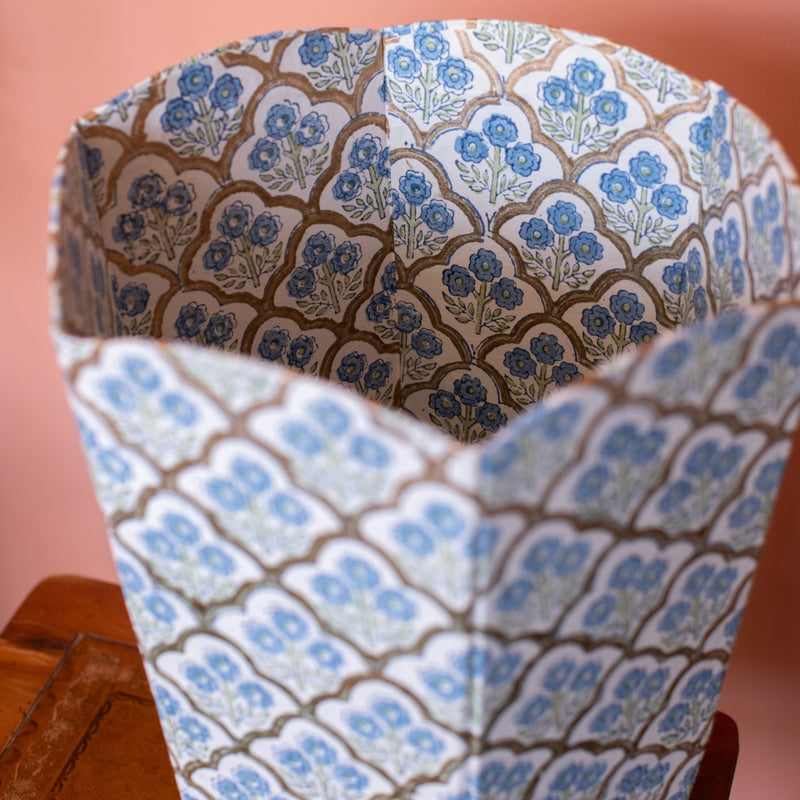 CORNFLOWER Blockprint Paper Waste Basket