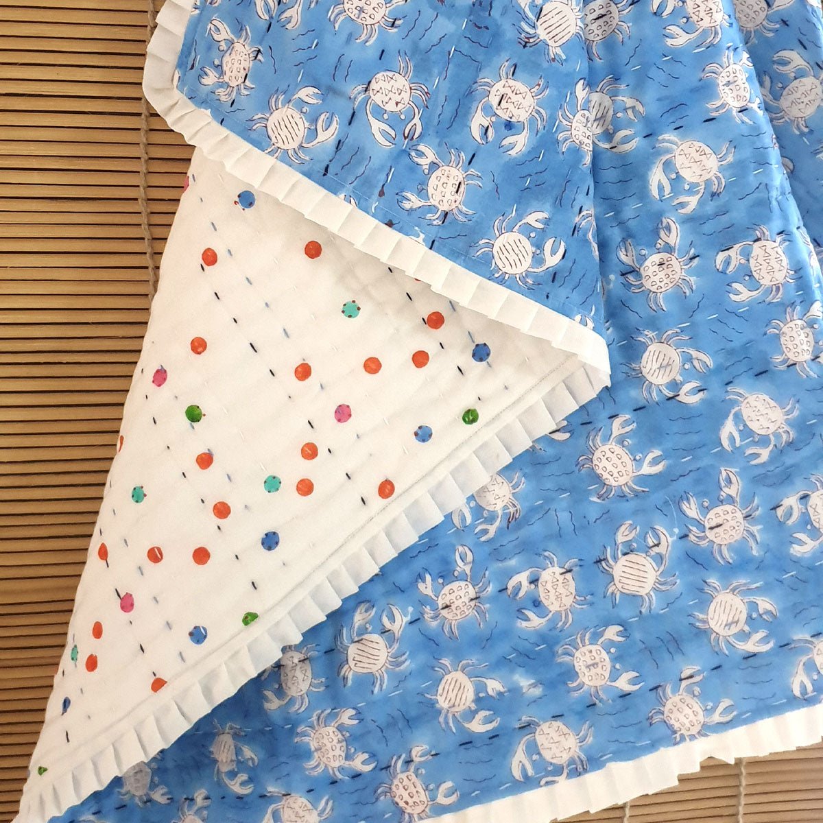 CRABBY Blockprint Reversible Junior Quilt