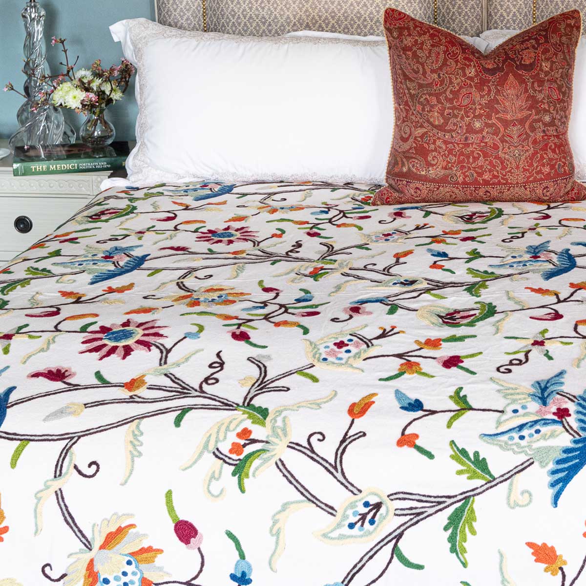 CHARBAGH Crewel Embroidered Bedspread