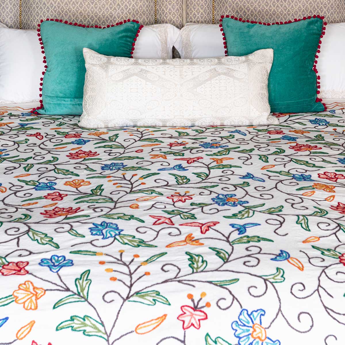 CHINAR Crewel Embroidered Bedspread