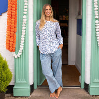 DITSY Blue Ruffle Hem Cotton Pyjamas