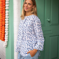 DITSY Blue Ruffle Hem Cotton Pyjamas