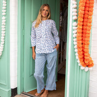 DITSY Blue Ruffle Hem Cotton Pyjamas