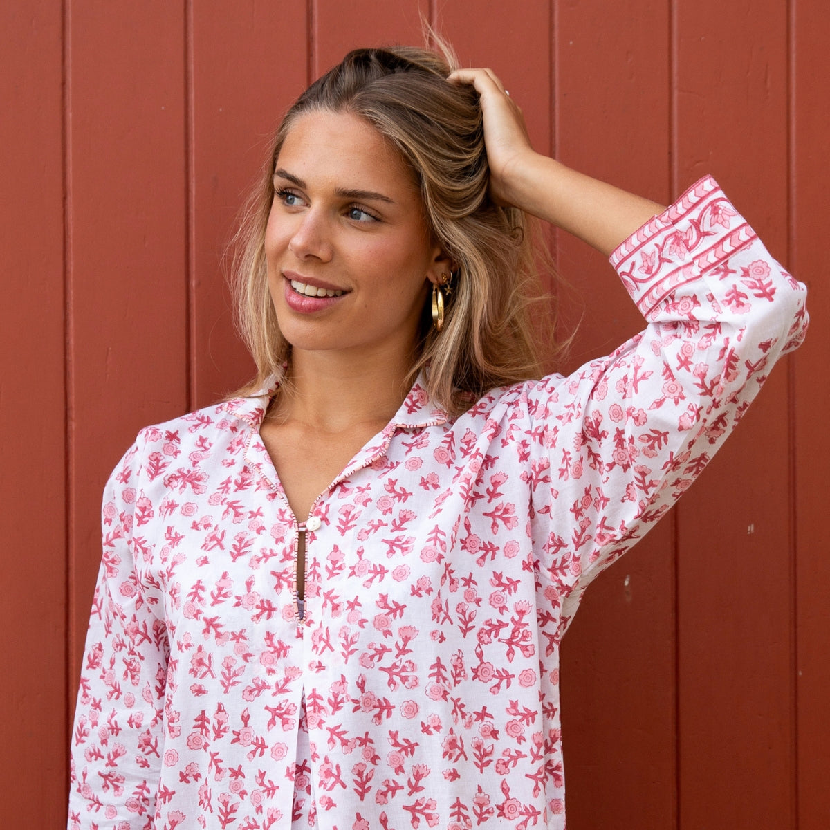 DITSY Pink Blockprint Nightie