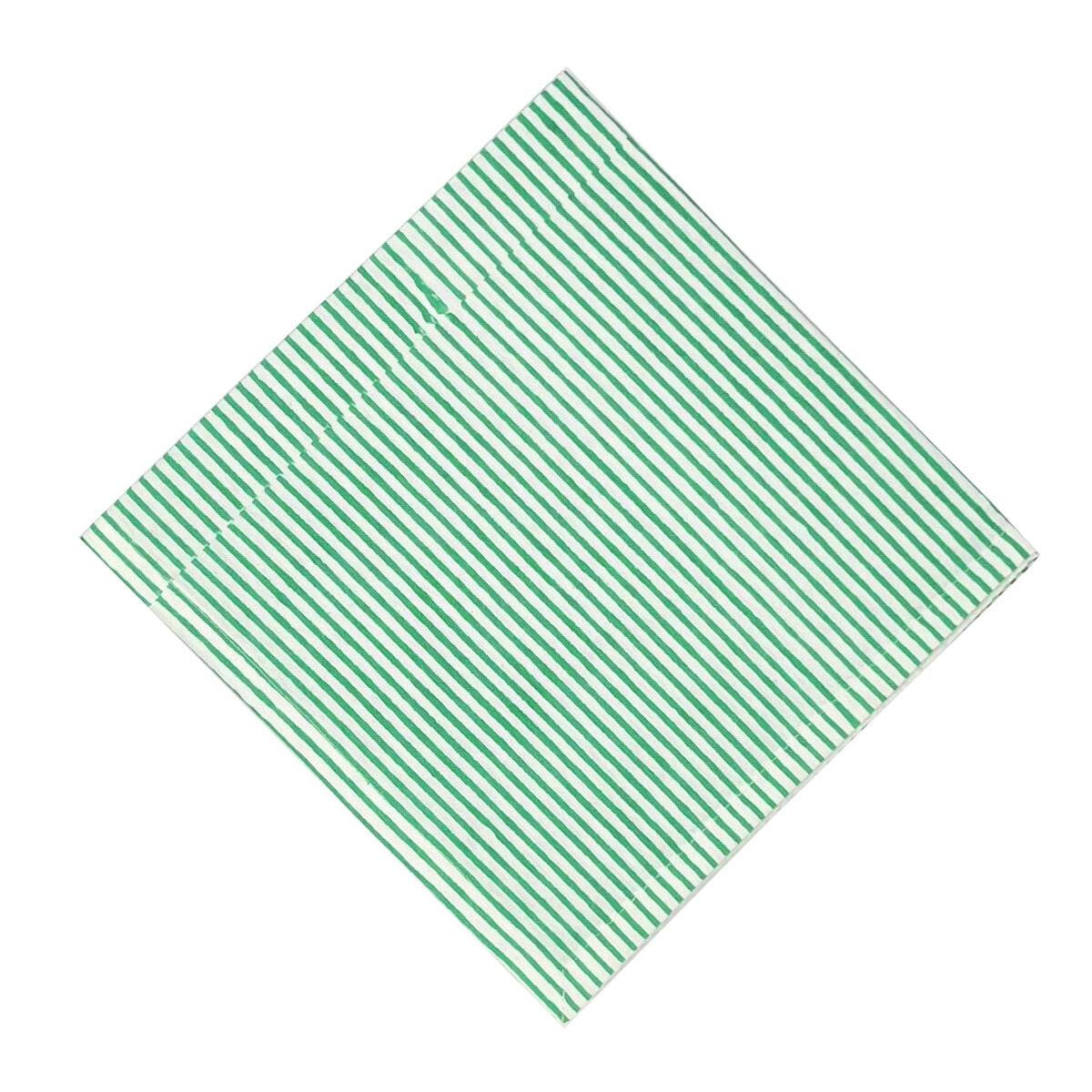 Green striped napkin on a white background