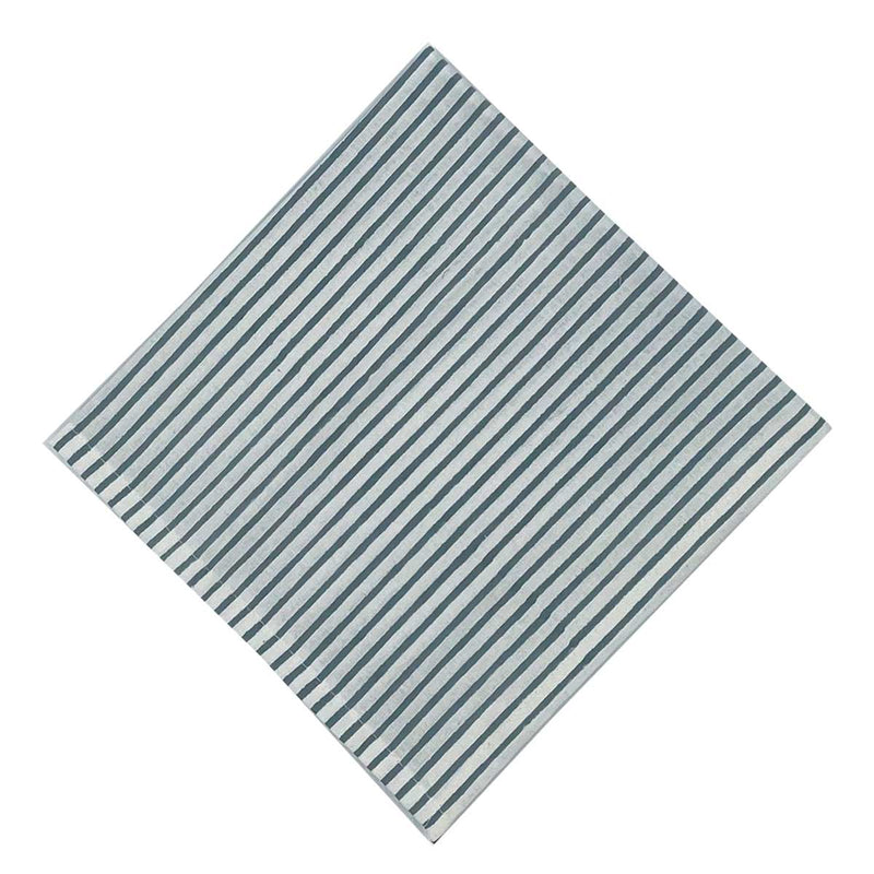 FLORENCE FRENCH BLUE Striped Blockprint Napkins
