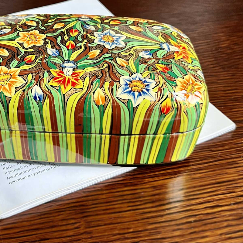 ARA Floral Papier Mache Trinket Box