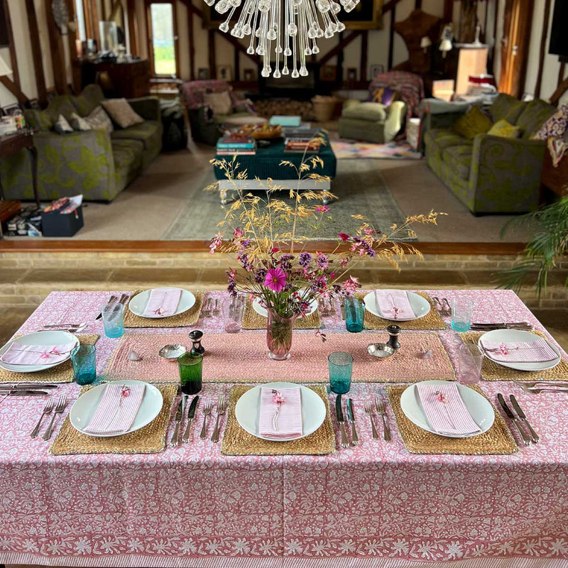 FLORENCE Rose Blockprint Tablecloth