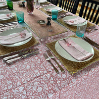 FLORENCE Rose Blockprint Tablecloth