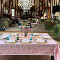 FLORENCE Rose Blockprint Tablecloth