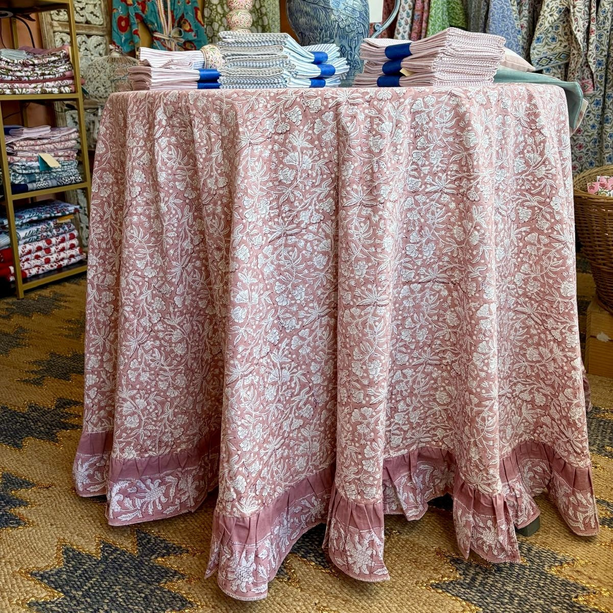 FLORENCE Rose Blockprint Tablecloth