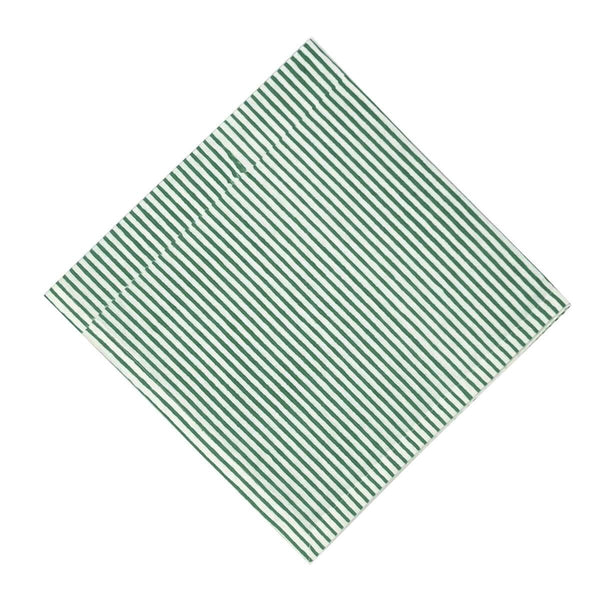 Green striped napkin on a white background