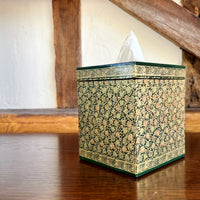 NUR Forest Green Hand Painted Square Tissue Box