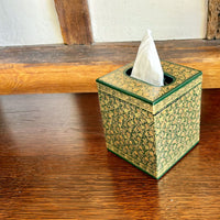 NUR Forest Green Hand Painted Square Tissue Box