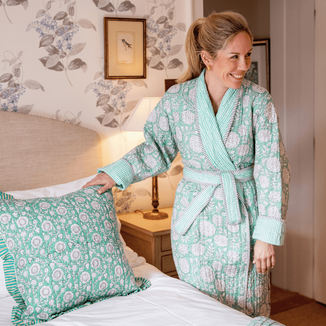 ZINAT MINT Quilted Long Dressing Gown